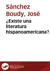 Portada:¿Existe una literatura hispanoamericana?