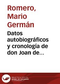 Portada:Datos autobiográficos y cronología de don Joan de Castellanos. V.