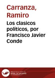 Portada:Los clasicos políticos, por Francisco Javier Conde
