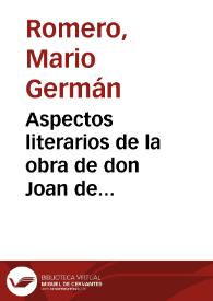 Portada:Aspectos literarios de la obra de don Joan de Castellanos