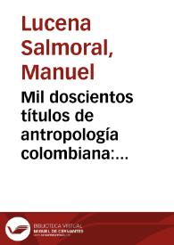 Portada:Mil doscientos títulos de antropología colombiana: segunda parte