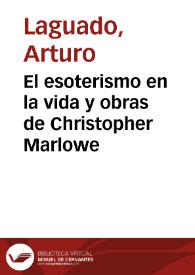 Portada:El esoterismo en la vida y obras de Christopher Marlowe
