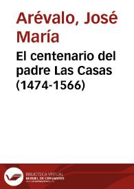 Portada:El centenario del padre Las Casas (1474-1566)