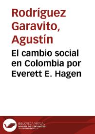 Portada:El cambio social en Colombia por Everett E. Hagen