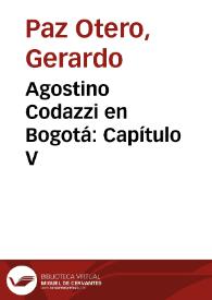Portada:Agostino Codazzi en Bogotá: Capítulo V