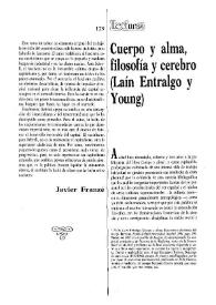 Portada:Cuerpo y alma, filosofía y cerebro : (Laín Entralgo y Young) / Eduardo Tijeras