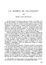 Portada:La muerte de Velázquez / Por Pedro Laín Entralgo
