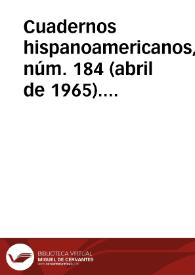 Portada:Cuadernos hispanoamericanos, núm. 184 (abril de 1965). Libros recibidos