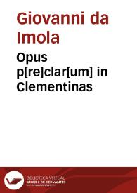 Portada:Opus p[re]clar[um] in Clementinas