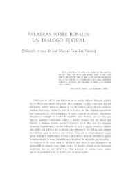 Portada:Palabras sobre Rosalía: un diálogo textual / selección y nota de José Manuel González Herrán