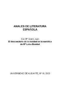 Portada:El desconcierto de la realidad en la narrativa de Mª Luisa Bombal / Eva Mª Valero Juan