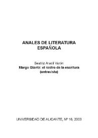 Portada:Margo Glantz: el rastro de la escritura (Entrevista) / Beatriz Aracil Varón