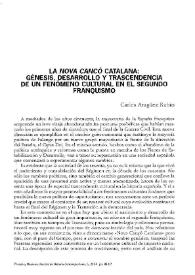 Portada:La nova cançó catalana: génesis, desarrollo y trascendencia de un fenómeno cultural en el segundo franquismo / Carlos Aragüez Rubio