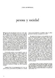 Portada:Persona y sociedad / Pedro Laín Entralgo