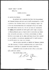 Portada:Carta de Agustín Nieto Caballero a Rafael Altamira. Bogotá, 7 de marzo de 1920