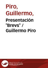 Portada:Presentación \"Brevs\" / Guillermo Piro