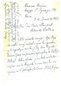 Portada:Carta de Jorge Guillén a José María Llompart. Roma, 7 de junio de 1960
