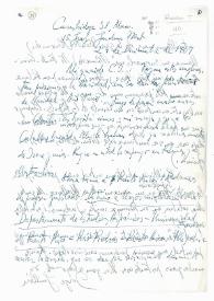 Portada:Carta de Jorge Guillén a Camilo José Cela. Cambridge, 24 de diciembre de 1961
