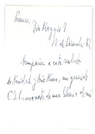 Portada:Carta de Jorge Guillén a Camilo José Cela. Firenze, 17 de diciembre de 1962
