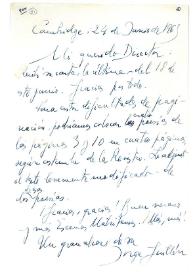 Portada:Carta de Jorge Guillén a Camilo José Cela. Cambridge, 24 de junio de 1963
