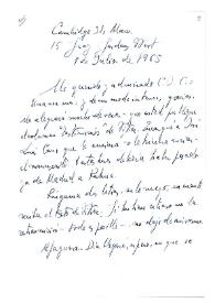 Portada:Carta de Jorge Guillén a Camilo José Cela. Cambridge, 7 de julio de 1965
