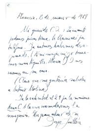 Portada:Carta de Jorge Guillén a Camilo José Cela. Florencia, 13 de marzo de 1967

