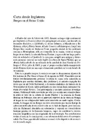 Portada:Carta desde Inglaterra. Borges en el Reino Unido / Jordi Doce