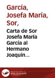 Portada:Carta de Sor Josefa María García al Hermano Joaquín Carpy de Jesús. Castellón de la Plana, 29 de diciembre de 1732. Conforta al hermano limosnero