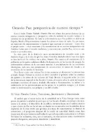 Portada:Octavio Paz: perspectiva de nuestro tiempo / Raúl Chávarri