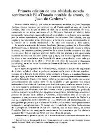 Portada:Primera edición de una olvidada novela sentimental. El \"Tratado notable de amor\", de Juan de Cardona / Antonio Castro Díaz