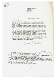 Portada:Carta de Luis Cernuda a Camilo José Cela. México, 15 de septiembre de 1960
