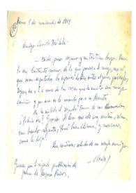 Portada:Carta de María Zambrano a Camilo José Cela. Roma, 1 de noviembre de 1961
