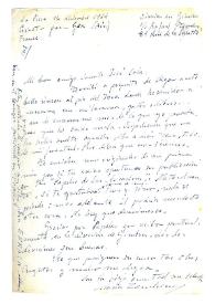 Portada:Carta de María Zambrano a Camilo José Cela. Crozet-par-Gex, Francia, 12 de diciembre de 1964
