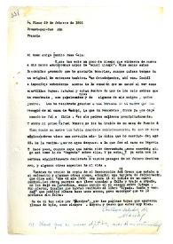 Portada:Carta de María Zambrano a Camilo José Cela. Crozet-par-Gex, Francia, 20 de febrero de 1966
