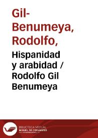 Portada:Hispanidad y arabidad / Rodolfo Gil Benumeya