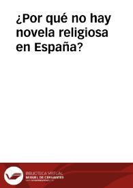 Portada:¿Por qué no hay novela religiosa en España? / por José L. Aranguren