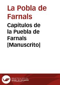 Portada:Capítulos de la Puebla de Farnals [Manuscrito]