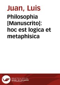 Portada:Philosophia [Manuscrito]: hoc est logica et metaphisica