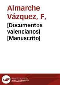 Portada:[Documentos valencianos] [Manuscrito]