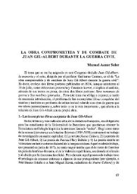 Portada:La obra comprometida y de combate de Juan Gil-Albert durante la guerra civil / Manuel Aznar Soler