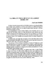 Portada:La obra en prosa de Juan Gil-Albert desde 1939 / José Luis Ferris