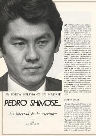 Portada:Un poeta boliviano en Madrid. Pedro Shimose: "La libertad de la escritura" / por Ángel Leiva