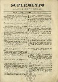 Portada:Suplemento de actos y decretos oficiales, domingo 27 de abril de 1856