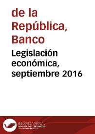 Portada:Legislación económica, septiembre 2016