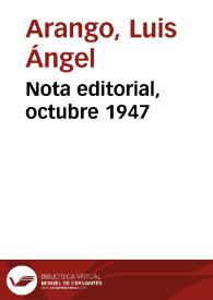 Portada:Nota editorial, octubre 1947