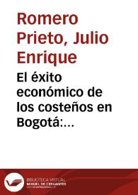 Portada:El éxito económico de los costeños en Bogotá: migración interna y capital humano