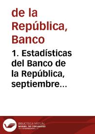 Portada:1. Estadísticas del Banco de la República, septiembre 1952