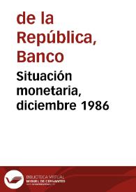 Portada:Situación monetaria, diciembre 1986