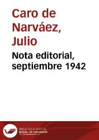 Portada:Nota editorial, septiembre 1942