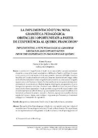 Portada:La implementació d’una nova gramàtica pedagògica: obstacles i oportunitats a partir de l’experiència al Quebec francòfon / Marie Nadeau